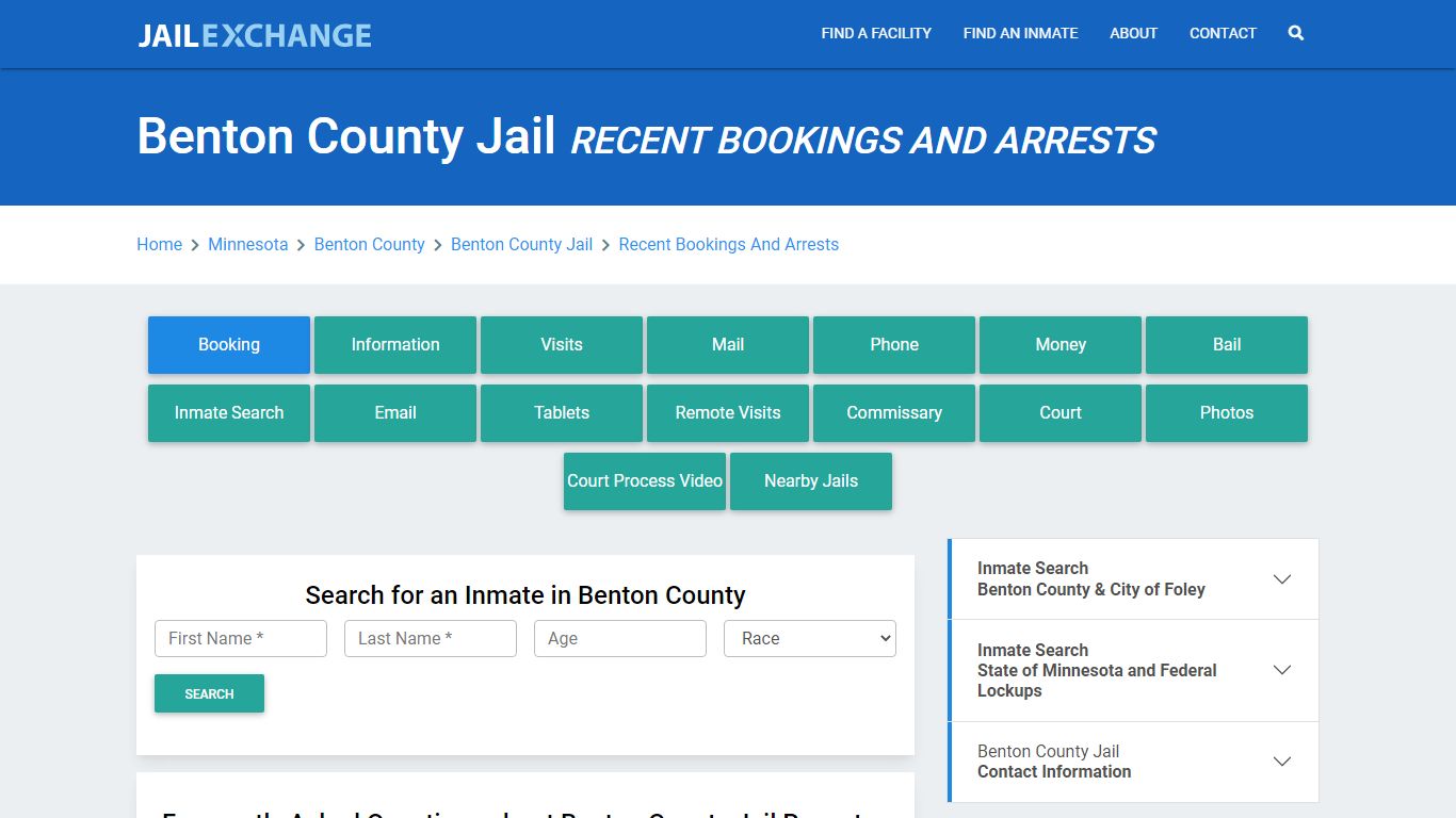 Benton County Jail MN Recent Arrests and Bookings - Jail Exchange